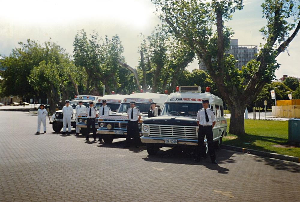 St John Ambulance fleet in Salmanca in the 1960's