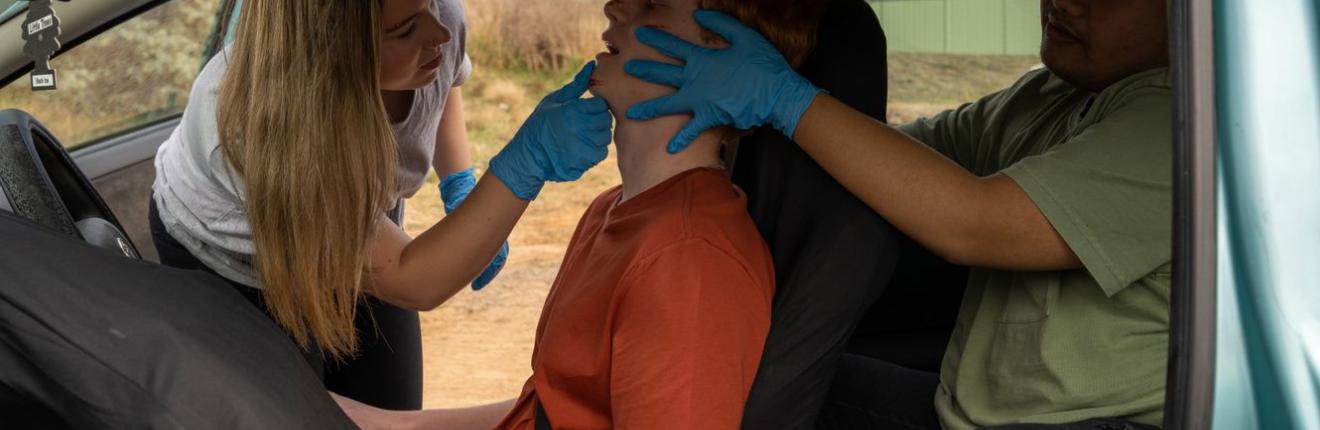 Airway being cleared in car