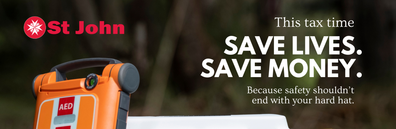 Image of G5 AED with text saying Save Lives. Save Money