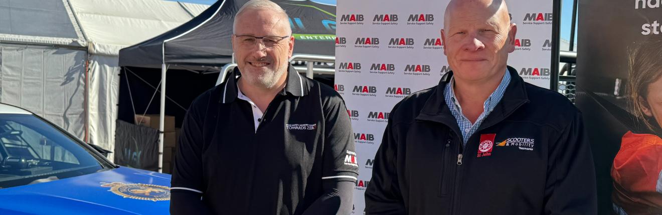 (L-R) MAIB Ceo Paul Kingston and St John Tas CEO Andrew Paynter 