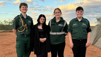 Four members of St John Youth Program in Alice Springs for National Camp