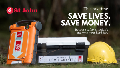 Image of G5 AED with text saying Save Lives. Save Money