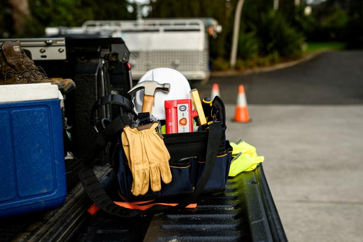 Pocket AED on the back of a ute showing it is small and rugged